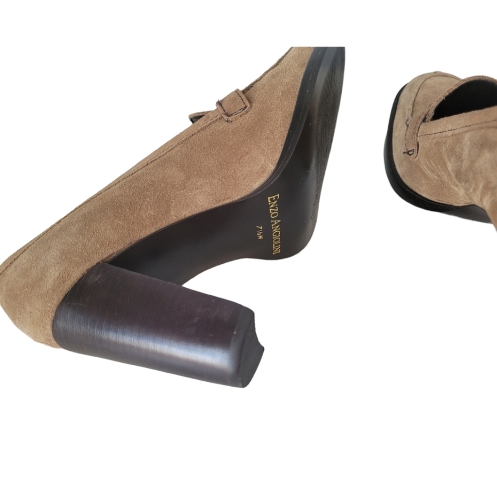 Enzo Angiolini Vintage Taupe Suede Heeled/Pumps Classic Preppy Size 7.5 - Picture 3 of 7